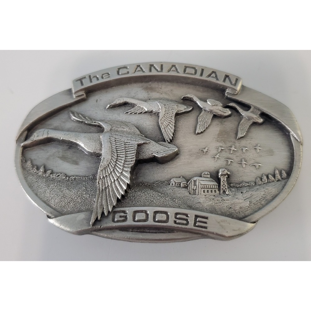 Bergamont Belt Buckle The Canadian Goose Migrating  Flying Brass Vintage 1983‎
